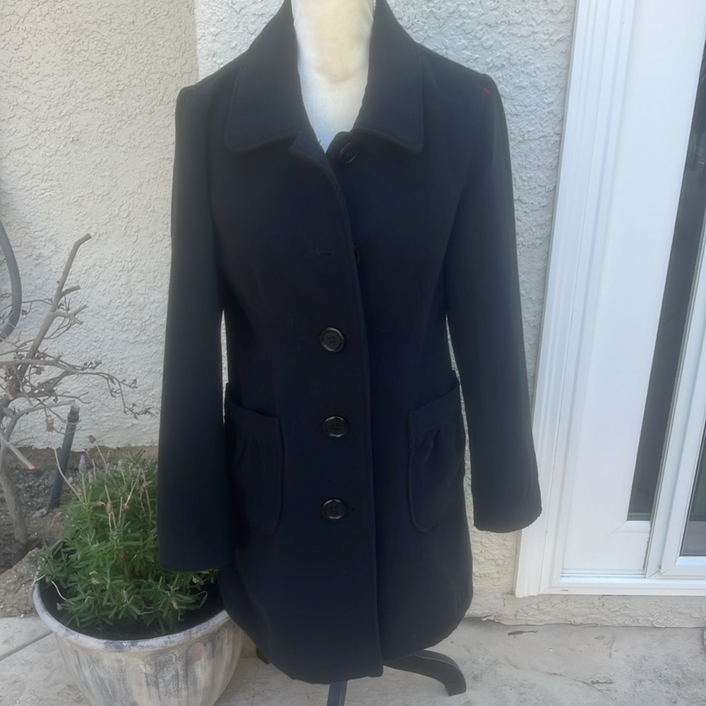 Sashimi Women's Black Wool Like Button up Front Patch Pocket Jacket Size M